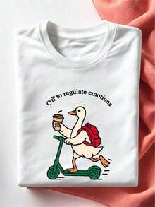 "Go Regulate Your Emotions" T-Shirt, Mental Health Teacher T-Shirt, Counselor Gift, Social Emotional Development Therapist T-Shirt, Goose Lover T-Shirt EW-2941 - 白色的 - 查看 4