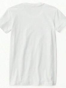 Talla Grande - Talla Grande - Camiseta de Mujer con Estampado de Letras Geométricas - Top Casual de Manga Corta con Cuello Redondo para Primavera/Verano, Camiseta Blanca Transpirable y Suave, Material Semitransparente, Adecuada para Uso Diario - Blanco - Ver 3