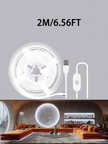5V USB LED燈條 2835 可調光觸控開關 LED燈 TV用 柔性燈條 櫥櫃底燈 夜燈 暖白光/白光，夜燈，電腦燈，USB接口，觸控控制，可調光，適用於居家、臥室、聖誕派對、節日裝飾，可擴展柔性背膠燈條，超亮 - 白色 - 查看 23