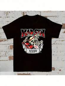 Unisex T-Shirt With A Boxing Glove And Bohemian Skull Print, Dedicated To The 35th Anniversary Of The Band Mad Sin, For Men And Women. Soft And Essential For Casual Streetwear In All Seasons, It Goes With Everything And Is A Versatile Style For Any Time Of Year. Affordable For Everyday Wear And A Perfect Gift For Fans And Friends. With A Crisp, Streamlined Cut, This Garment Creates A Clean And Vibrant Look. Its Relaxed Yet Flattering Silhouette Suits All Body Types, Offering A Style That Is Both Casual And With A Touch Of Elegance. - 黑色 - 查看 1