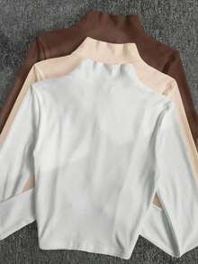 Chaqueta deportiva casual con cremallera en negro y blanco, de manga larga y ajustada, ropa exterior delgada para otoño - Multicolor 6 - Ver 2