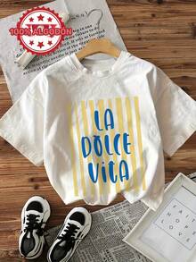Graphic Print T-Shirt, Casual Short Sleeve Round Neck Top For Summer And Spring, Women's Clothing - White - View 6