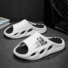 Men's Thick Sole Sandals With Lettering, Outdoor Sports Slippers, Summer Home Indoor Soft Breathable Flat Flats - Multicolor - View 1