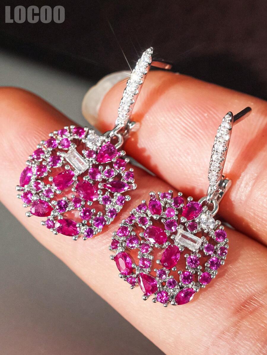 1 Pair Romantic Cubic Zirconia Stone Earrings, Designed For Women, Suitable For Weddings, Engagements, Anniversary Parties, Valentine's Day Gifts - 1# - View 1