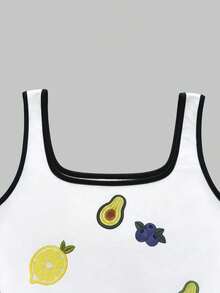 Colorblock Crab & Lobster Print Sleeveless Crop Top, Fitted Slim Sexy Camisole For Beach Vacation, Y2K Style Suitable For Daily Casual, Travel, Beach Party, Street, School, Shopping, Country Music Festival, Summer Essential For Women - Multicolor - View 4