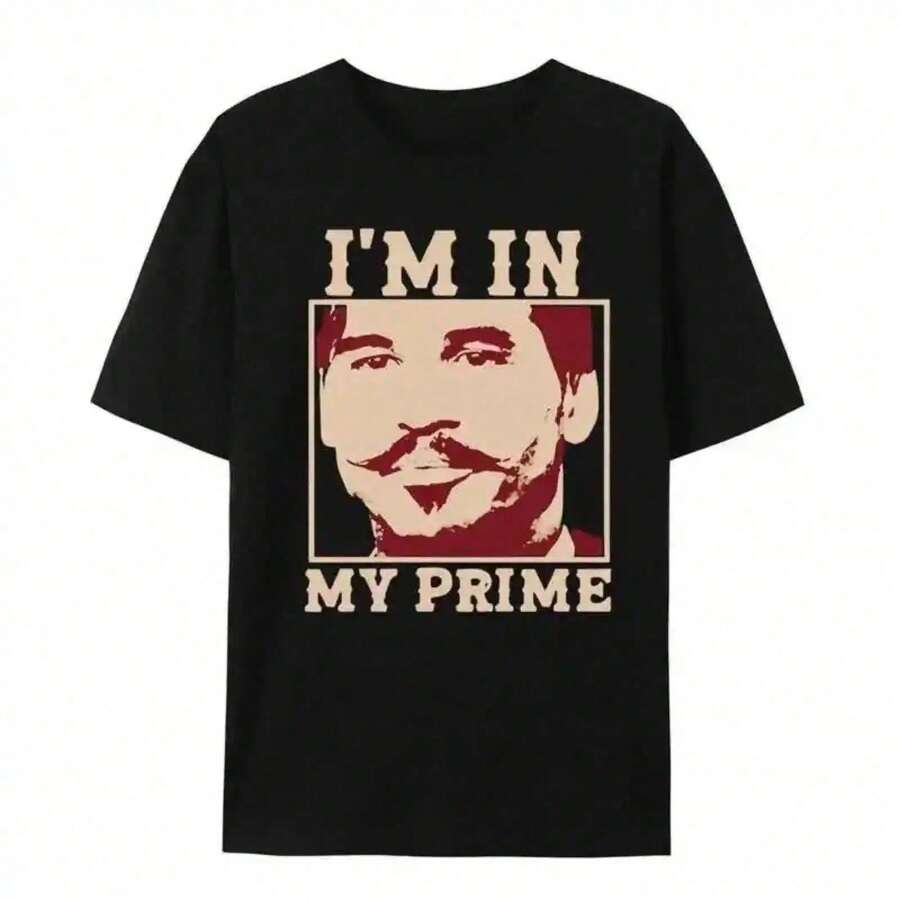 Premium Vintage Print T-Shirt 180g Doc Holiday - I'm At My Best. - Tombstone - Vintage Movie Print T-Shirt And - Premium Quality, Casual, Short Sleeve, Crew Neck, Comfortable, Classic Fit, Gifts - Essential For GG6K - 白色 - 查看 1