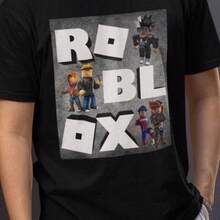 Fun ROBLOXS Gamer Adult T-Shirt Unisex Gift For Gaming Tee For Her Birthday Present Video Game Cotton Shirt For Him T Sh - 黑色 - 查看 1