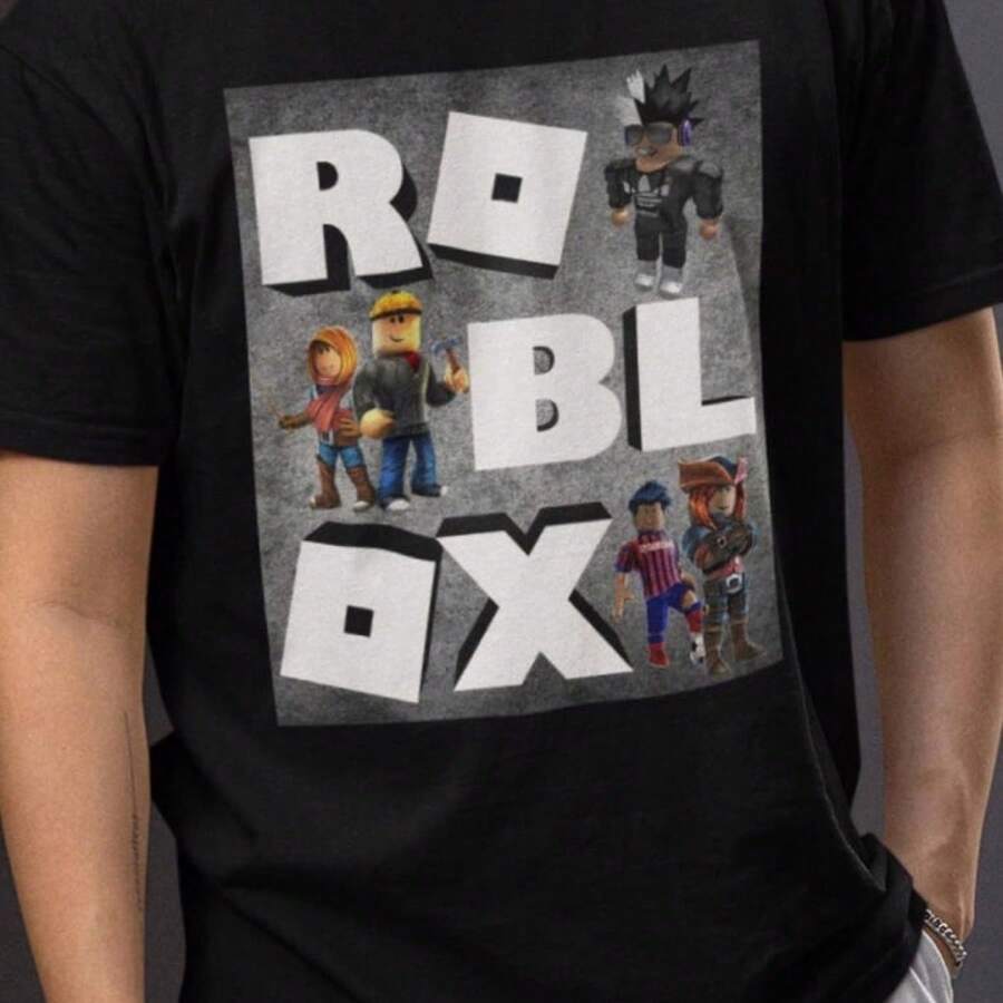 Fun ROBLOXS Gamer Adult T-Shirt Unisex Gift For Gaming Tee For Her Birthday Present Video Game Cotton Shirt For Him T Sh - 黑色 - 查看 1