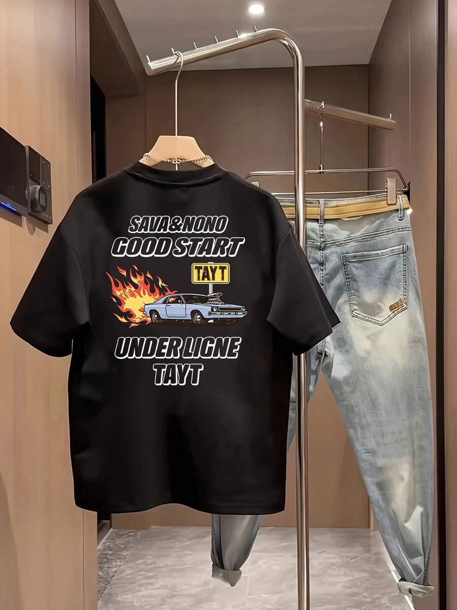 Nueva camiseta de manga corta para mujer de 180 g,% algodón - Camiseta casual versátil con estampado de verano para hombre - Camiseta con estampado de verano para parejas - Unisex - Regalo para vacaciones - Negro - Ver 1