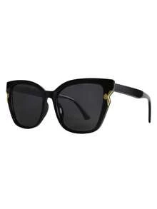 1pc Cat Eye Oversized Fashion Glasses, Versatile Elegant Women's Glasses Suitable For Daily Wear, Street Style, Vacation, Travel, Beach, Outdoor, Travel Beach Accessories - màu đen - Xem 4