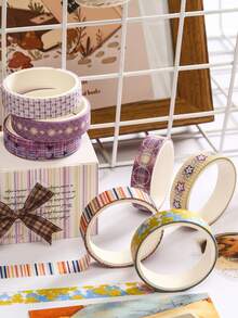 5 Rolls/Box Simple Style Washi Tape Set, Different Color To Choose From The Handbook Tape, Suitable For Scrapbook Decoration School Supplies Decorative, Handbook Gift For Friends - Sets - View 6