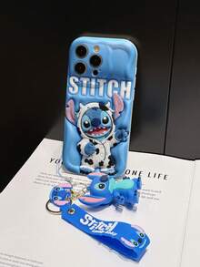 Disney Lilo And Stitch Phone Case : 3D Fluffy Pattern Border Protector Phone Soft Phone Case With A Free Cute Stitch Bracelet Chain Lanyard, Stitch, Lilo, Angel, For Apple 17 Promax 17 Pro 16 15 14 13 12 11 Pro Max XS Max X XR Soft Cover Summer Phone Case - 白色 - 查看 5
