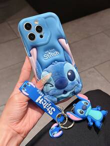 Disney Lilo And Stitch Phone Case : 3D Fluffy Pattern Border Protector Phone Soft Phone Case With A Free Cute Stitch Bracelet Chain Lanyard, Stitch, Lilo, Angel, For Apple 17 Promax 17 Pro 16 15 14 13 12 11 Pro Max XS Max X XR Soft Cover Summer Phone Case - trắng - Xem 3
