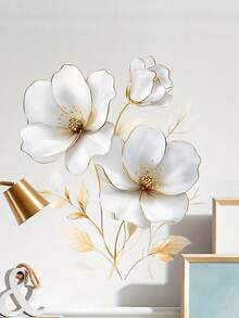 1PC Metallic Large Floral Pattern Wall Sticker, Home Decoration For Living Room, Bedroom, Dining Room, Study, And Entryway Wall Beautification, PVC Material Self-Adhesive Removable Wall Decal - A - View 7