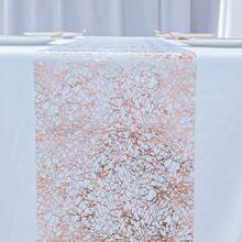 1 Roll Polyester Metallic Gold Rose Lace Table Runner, Suitable For Father's Day, Mother's Day, Independence Day And Other Holiday Scenes, Decor For Table, Desk Or Countertop - View 5