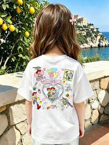 A Cute, Fresh, And Stylish Disney Girls' Round Neck T-Shirt With A Toy Story Print Pattern. 100% Pure Cotton, It Is An Ideal Choice For Daily Wear - 白色 - 查看 2