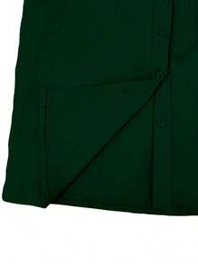 Blusa de mujer de unicolor con cuello en V y manga larga, elegante y esencial para el trayecto de primavera - Verde Oscuro - Ver 5