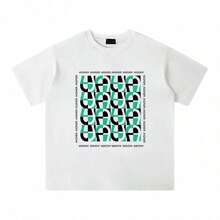 Versatile Short-Sleeve T-Shirt In Pure Cotton With Fun Eye Design, Classic European And American Style, For Couples - White 9 - View 1