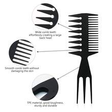MASTERLEE 2pcs Textured Styling Brush Set, Multi-Functional Pomade 3-Prong Styling Hair Brush, Korean Curly Hair Styling Product, Unisex Hair Styling Accessory 2-Piece Set, Brush To Create Hair Texture, Suitable For All Hair Types, Great For Achieving Soft Korean Voluminous Effect, Fluffy Bangs - Black - View 4