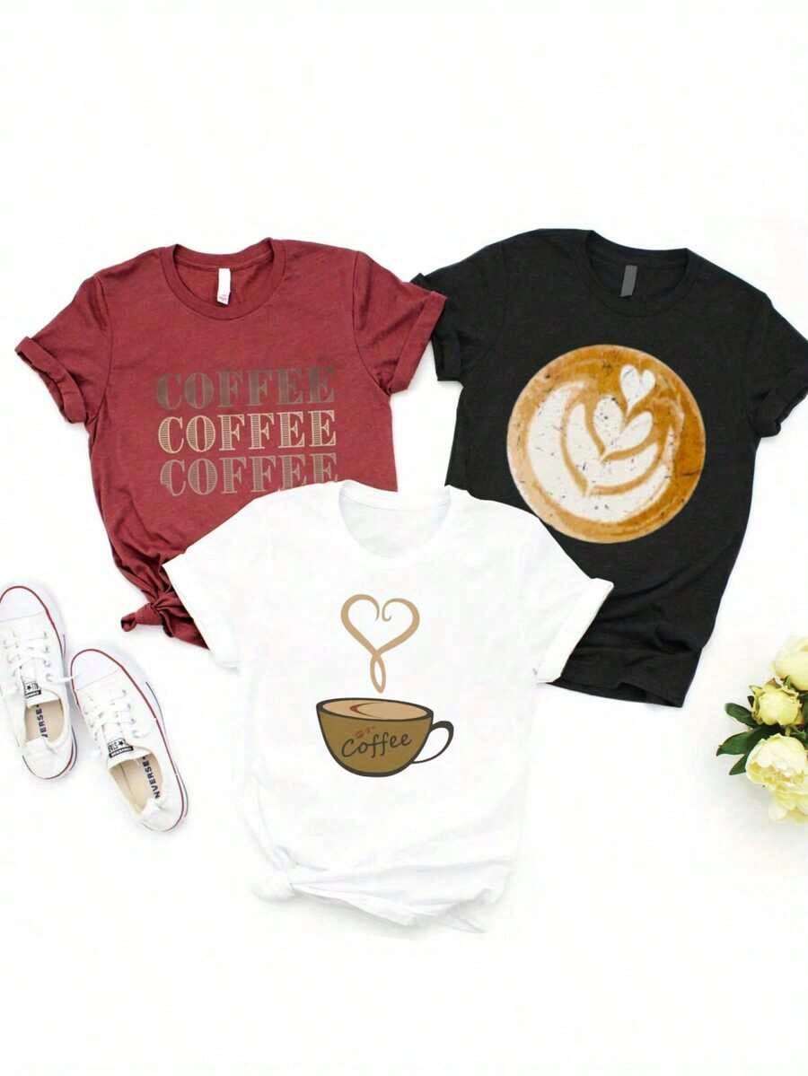 Artículo de moda, no un conjunto de 3 piezas, camiseta de mujer, camiseta colorida 100% algodón, camiseta unisex, camiseta divertida, negra, blanca, camiseta estilo universitario, camiseta casual de manga corta y cuello redondo, con estampado en forma de corazón, ropa para el hogar, camiseta de mujer. - Blanco - Ver 1