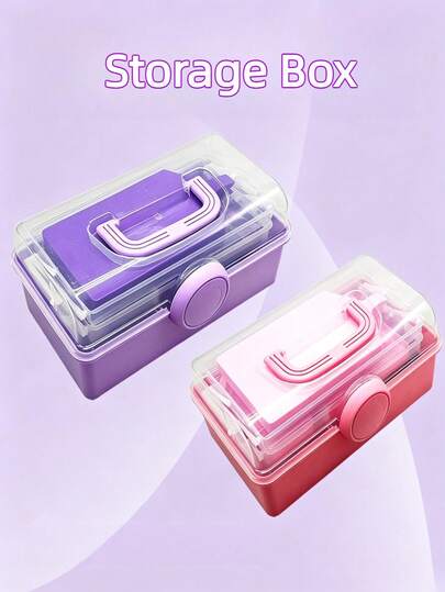 DIY Diamond Painting Tool Suitcase Multi-Functional Dot Pen Tool Set Purple Pink Storage Box