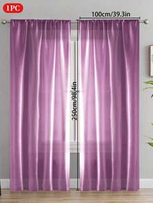 1pc Solid Color Semi-Blackout Curtain, Rod Pocket Design Room Divider Curtain, Suitable For Living Room, Bedroom, Wedding, Party Backdrop Decoration, 70gsm - Multicolor - View 28
