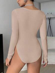 ajustado de cuello cuadrado - Camel - Ver 2