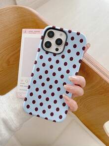 Ốp điện thoại màu xanh chấm bi Mocha, tương thích với iPhone 17/16/15/14/13/12/11 Pro Max - Màu xanh lam - Xem 6