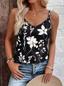 Camiseta de mujer de unicolor, versátil y casual - Blanco y Negro - Ver 3