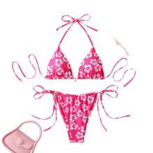 Nuevo traje de baño bikini de cintura alta para mujer, sexy y moderno, con detalle de lazo, perfecto para vacaciones. - Cereza azul - Ver 6