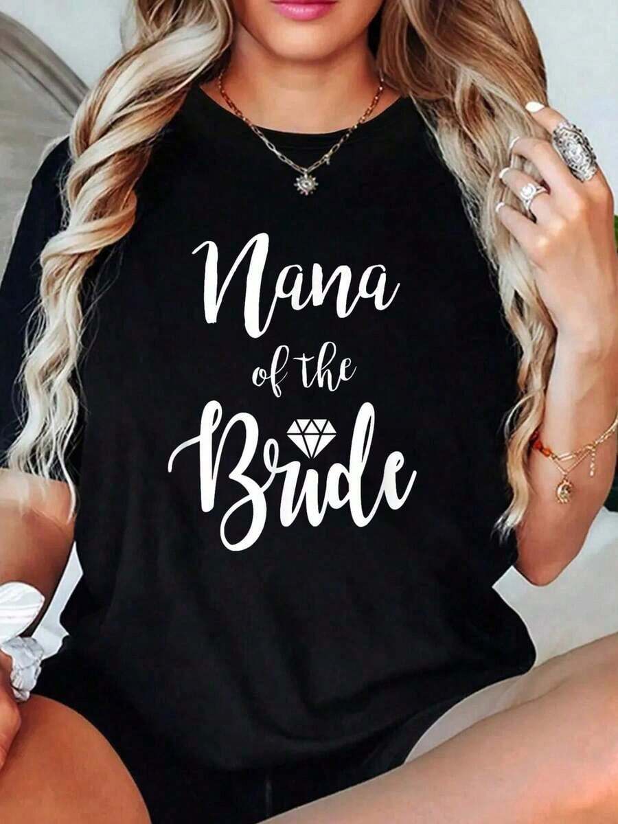 100% cotton Camisetas y Conjuntos para Mujer para la Cena de Ensayo de Boda y la Fiesta de Despedida de Soltera de la Abuela de la Novia - Negro - Ver 1
