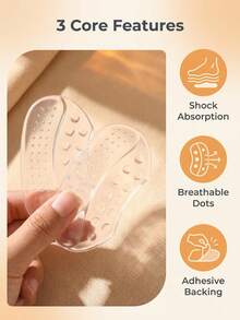 2pcs Silicone Heel Grips, Invisible Anti-Slip Heel Pads For High Heels, Shoe Size Adjuster - Clear - View 3