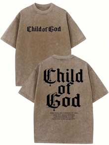 1 pieza camiseta lavable de doble cara 230g estampado Hijo de Dios camiseta de moda vintage algodón batik de alta calidad ideal para verano regalo festivo grosor cómodo playeras de hombre camiseta de mujer nacional envio - marrón café - Ver 1