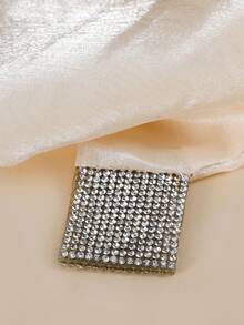 1pc New Rhinestone Decor Women Scarf, Versatile Neckerchief, Fashion Neck Warmer Suitable For Daily Wear - Beige - View 3