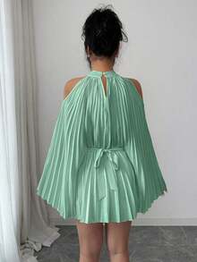 Elenzya Elegante camisa/blusa de mujer con mangas acampanadas y cintura ceñida para vacaciones - Verde - Ver 2