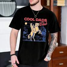 Camiseta BANGELY para Hombre, Estilo Western, con Estampado Vintage de Club de Papás, Divertida, Retro, para Fiesta de Cumpleaños, Manga Corta ZC3K - Negro - Ver 4