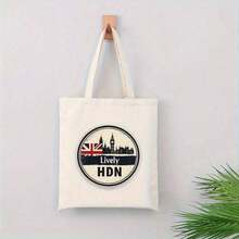 Free Shipping, Local Delivery In Mexico, Delivery In 4 Days. 1 Lively HDN Canvas Tote Bag - Durable, Reusable, Large Capacity Shopping And Travel Bag With London Skyline And Union Jack Design, Washable, For Outdoor Use, Picnics, And Everyday Use - Women's Handbag. | Union Jack Flag - 白色 - 查看 1