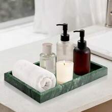 Bandeja de mármol, bandeja de tocador natural pura, bandejas de mármol para encimera de cocina, no cerámica/sin resina, bandeja de piedra de 12 x 8 pulgadas - Verde - Ver 7