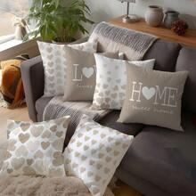 MEMNUN 6pcs Milk Tea Watercolor Gradient Bow Tie Illustration "Home Sweet Home & Love Lives Here" Inspirational Quotes Printed Pillow Case Covers, Made Of Polyester Fabric, Single-Sided Printing, Suitable For Home Decor, Living Room Sofa Cushions, Gifts, Available In 17.7*17.7in(45*45cm)/19.69*19.69in(50*50cm)/15.75*15.75in(40*40cm) - Multicolor - View 10