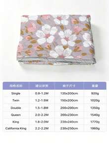 1件装优雅花卉夏季被子 - 柔软涤纶混纺面料，可机洗，时尚风格，卧室装饰的理想之选，卧室必备 | 现代被子设计 | 涤纶材质，夏季舒适 - 彩色 - 查看 2