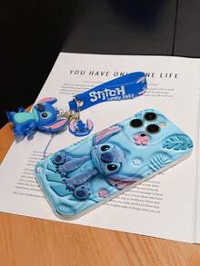 Disney Lilo And Stitch Phone Case : 3D Fluffy Pattern Border Protector Phone Soft Phone Case With A Free Cute Stitch Bracelet Chain Lanyard, Stitch, Lilo, Angel, For Apple 17 Promax 17 Pro 16 15 14 13 12 11 Pro Max XS Max X XR Soft Cover Summer Phone Case - trắng - Xem 6