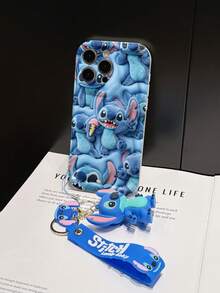 Disney Lilo And Stitch Phone Case : 3D Fluffy Pattern Border Protector Phone Soft Phone Case With A Free Cute Stitch Bracelet Chain Lanyard, Stitch, Lilo, Angel, For Apple 17 Promax 17 Pro 16 15 14 13 12 11 Pro Max XS Max X XR Soft Cover Summer Phone Case - White - View 5