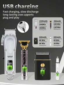 HIENA Men's 4-Piece Hair Clipper Set, Beard Trimmer + Electric Clipper, Available Individually/As A Set, Professional Hair, Beard, And Sideburn Trimming Tool, Holiday Gift - White - View 2