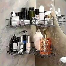 5pcs Self-Adhesive Shower Caddy, Rust-Proof Stainless Steel Bathroom Storage Rack, Large Capacity No-Drill Organizer, Suitable For Bathroom Storage And Home Decor - Multicolor - View 4