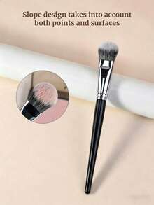 1pc Angled Blush Brush, Professional Foundation Brush #47, Powder, Foundation, Contour, Concealer Makeup Brushes For Women, Essential Makeup Tools Set Including Foundation Brush, Concealer Brush, Contour Brush, Blush Brush For Flawless Makeup Application - Black - View 6