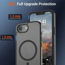 Magnetic Wireless Charge Case Compatible With IPhone 17 E 16 15 14 13 12 11 17 Pro Max 15 Plus Translucent Matte Back Cover - Black - View 3