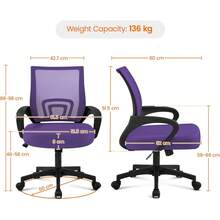 Modern Ergonomic Office Chair Adjustable Swivel Mesh Computer Chair With Back Support Arms Wheels For Home Work Students Study Black - Purple - View 3