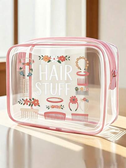 PVC Cosmetic Bag Travel Organizer, Zipper Closure, Lightweight & Durable, Women & Girls Makeup & Toiletry Storage Pouch, Portable Makeup Case, Easy-To-Wipe Design, Fashionable Aesthetics, Fade-Resistant Material, Travel Essential, Summer Holiday, Back To School Student Supplies, School Toiletry Bag, Waterproof Toiletry Pouch