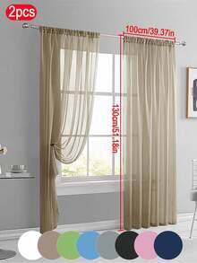 2pcs Lightweight Sheer Lace Curtains, Transparent Fine Weave, Rod Pocket Design, Suitable For Kitchen, Living Room, Bedroom, 40gsm - Multicolor - View 70