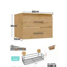 1pc Space-Saving Floating Bathroom Vanity, 60/80cm Wall-Mounted Cabinet With Double Drawers, Wood Grain Bathroom Sink Base, No Dead Corners & Easy To Clean, Ideal Birthday Gift For Small Bathrooms - Washbasin - View 17